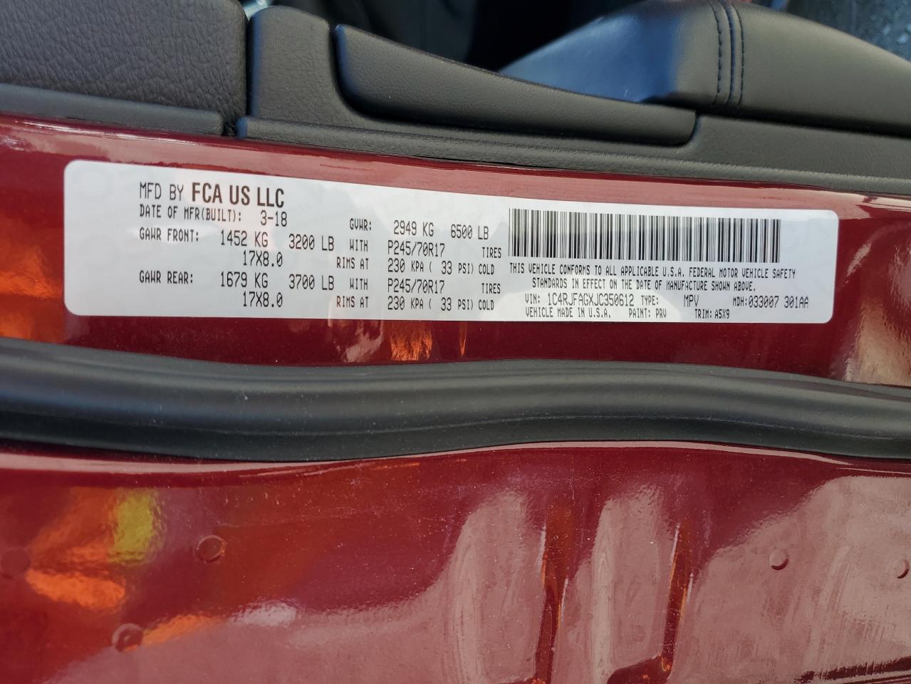 2018 Jeep Grand Cherokee Laredo VIN: 1C4RJFAGXJC350612 Lot: 63453244