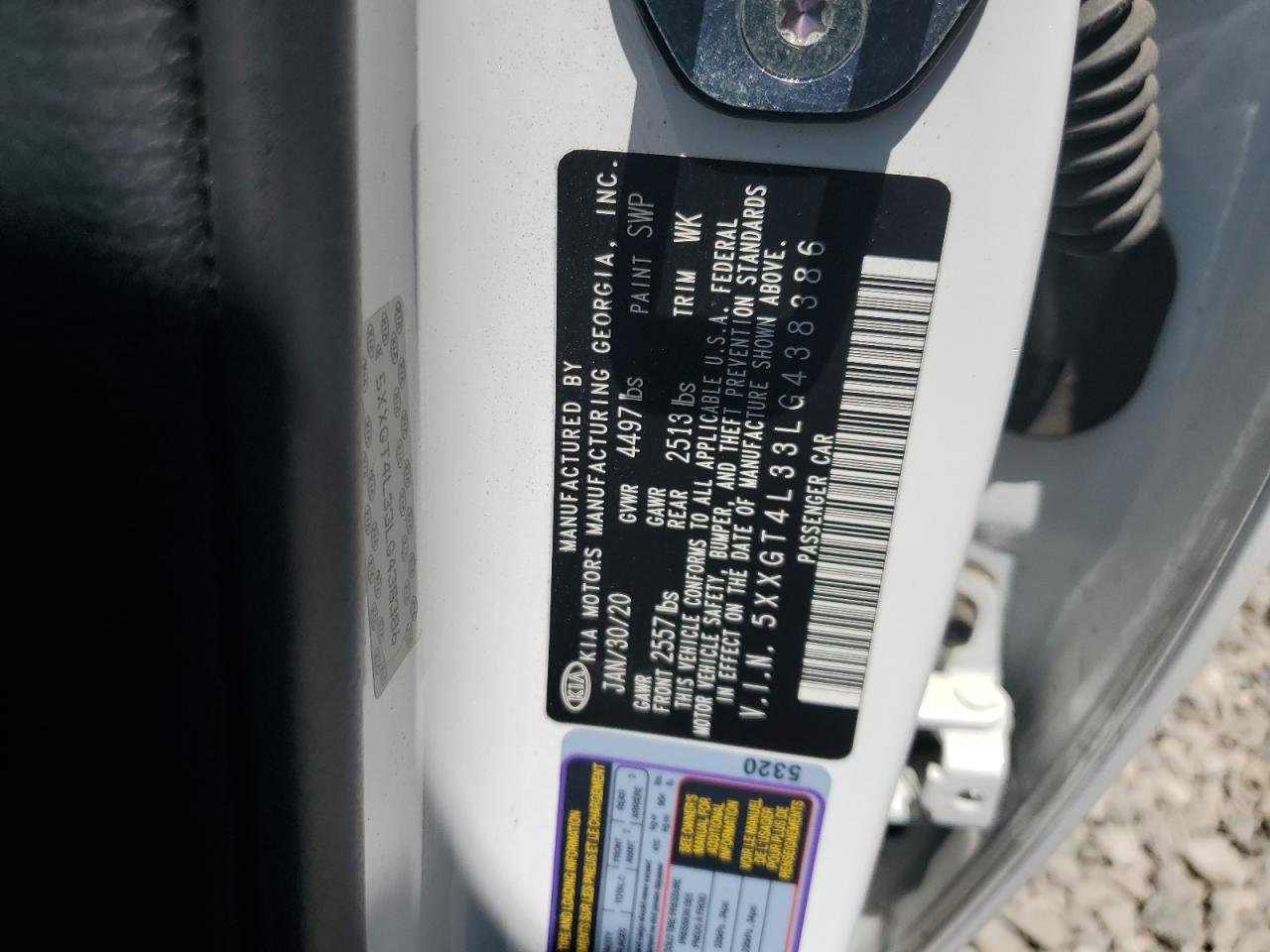 2020 Kia Optima Lx VIN: 5XXGT4L33LG438386 Lot: 63457614