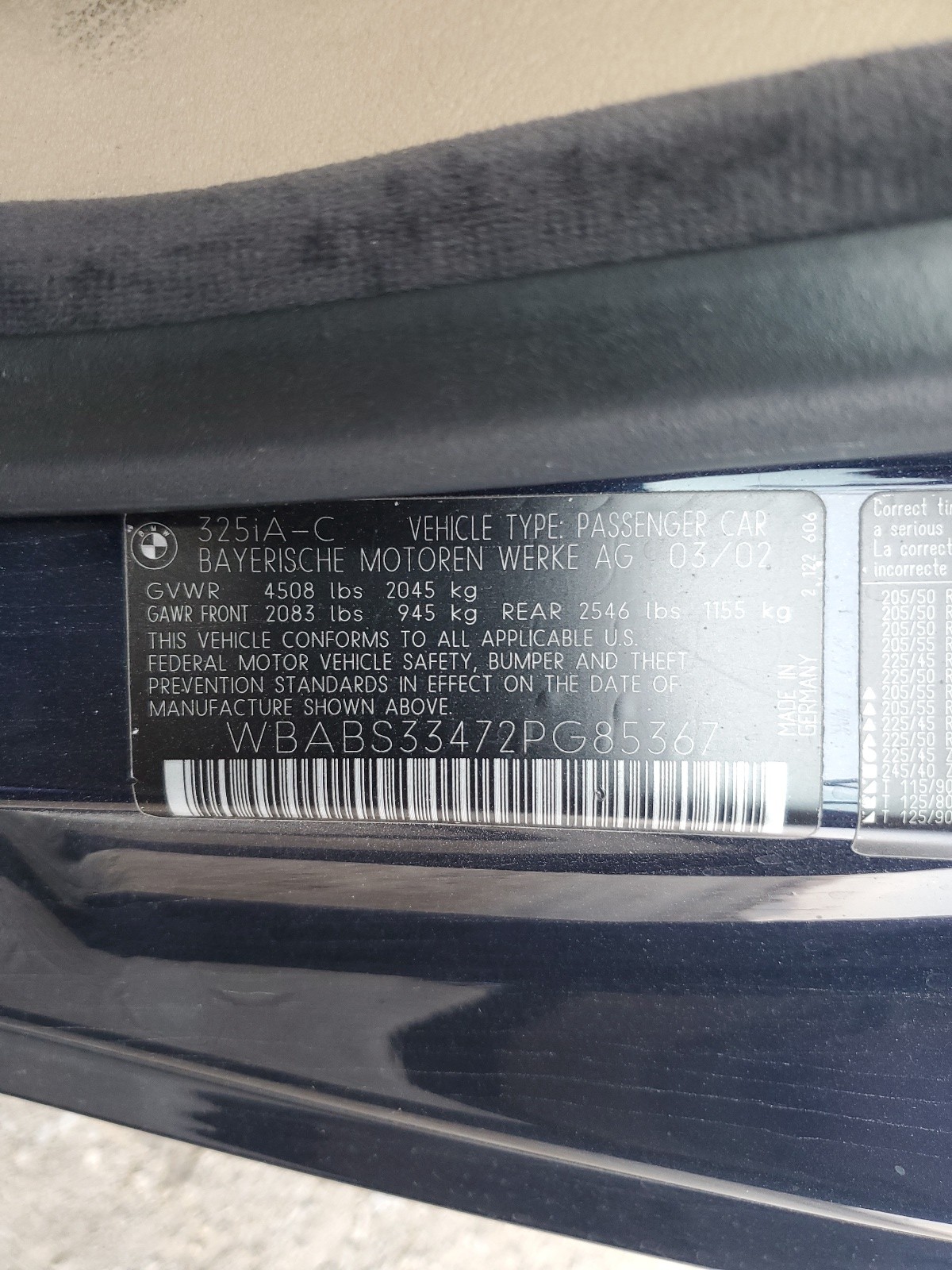 WBABS33472PG85367 2002 BMW 325 Ci