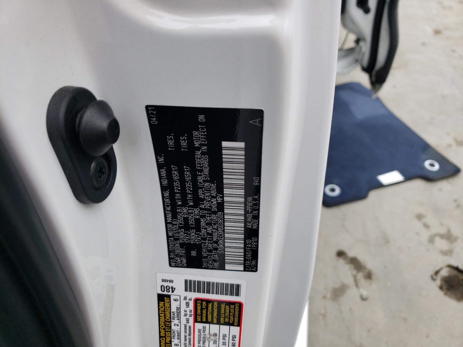 5TDKRKEC6MS038509 2021 Toyota Sienna Le