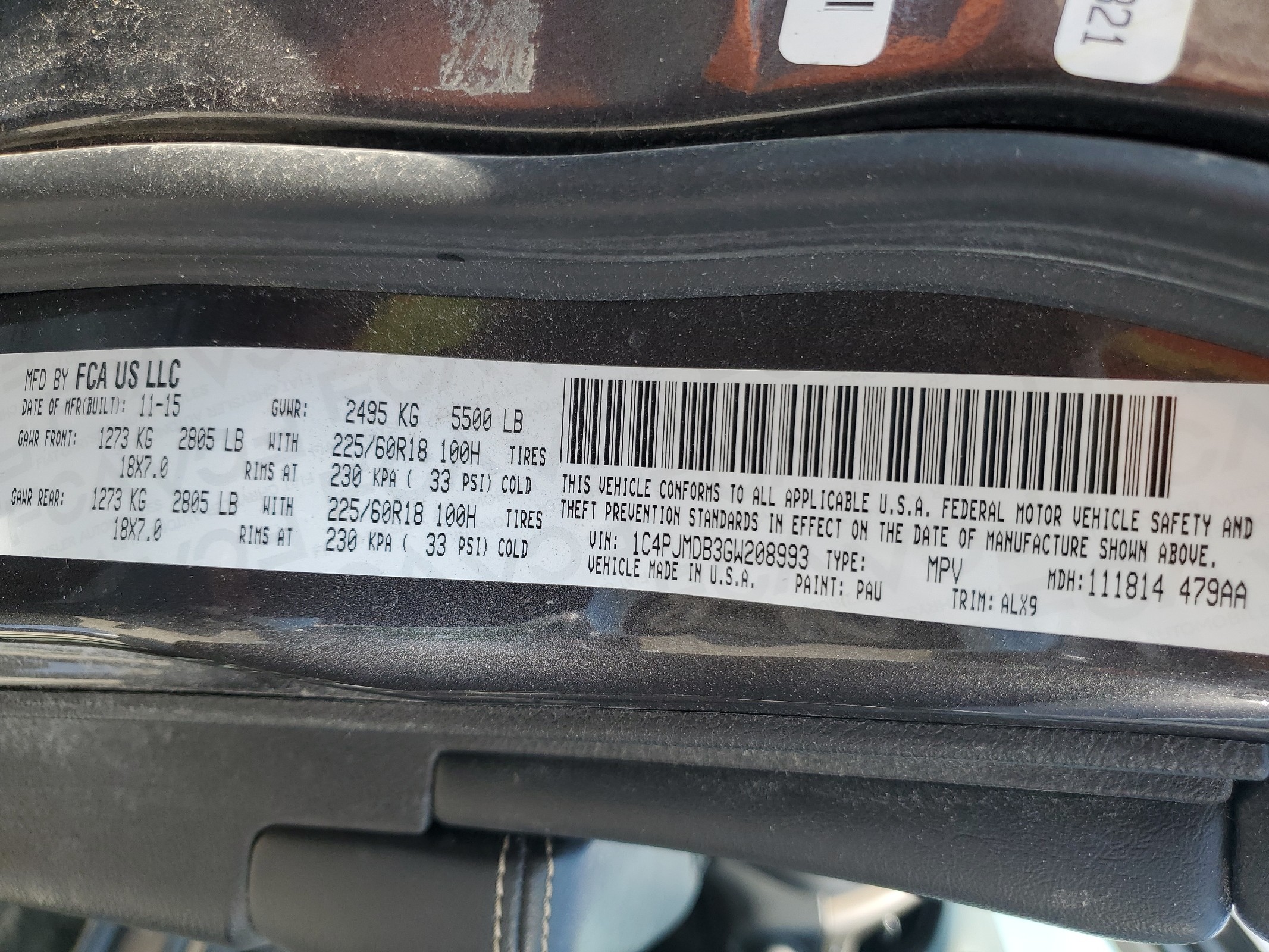 1C4PJMDB3GW208993 2016 Jeep Cherokee Limited