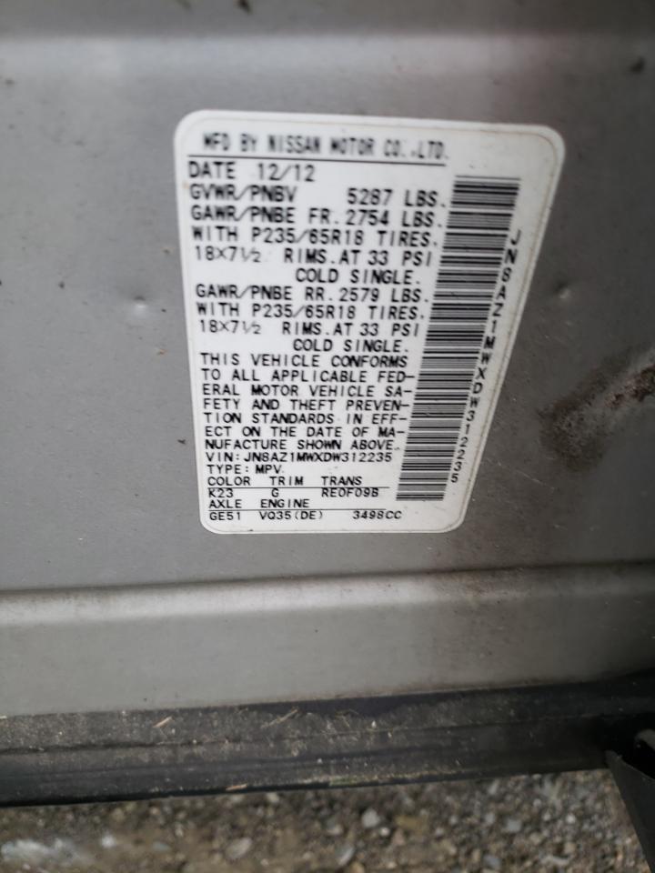 2013 Nissan Murano S VIN: JN8AZ1MWXDW312235 Lot: 81281075