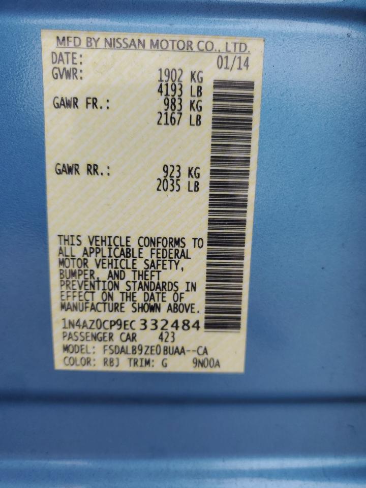 2014 Nissan Leaf S VIN: 1N4AZ0CP9EC332484 Lot: 64567514