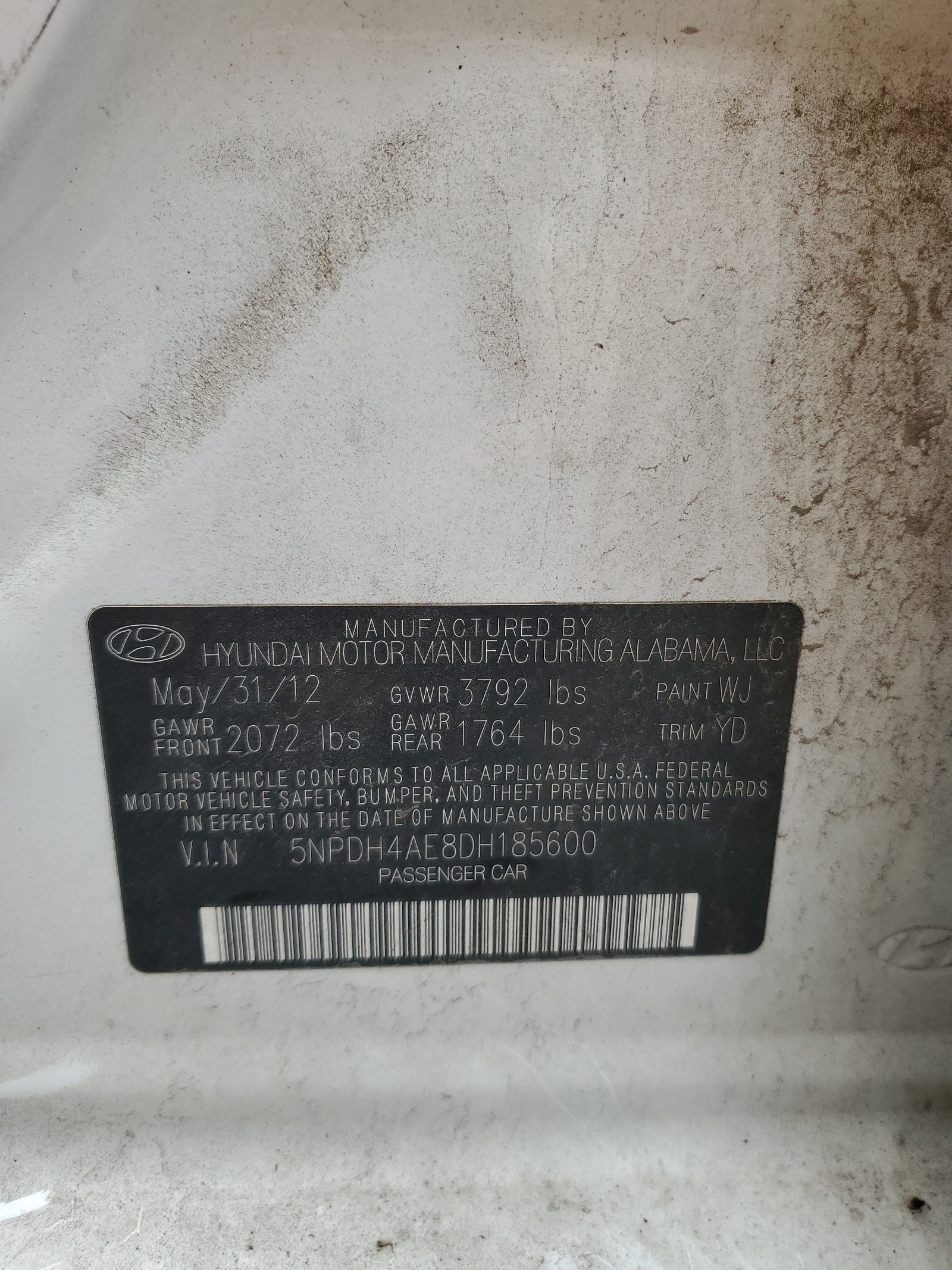 5NPDH4AE8DH185600 2013 Hyundai Elantra Gls