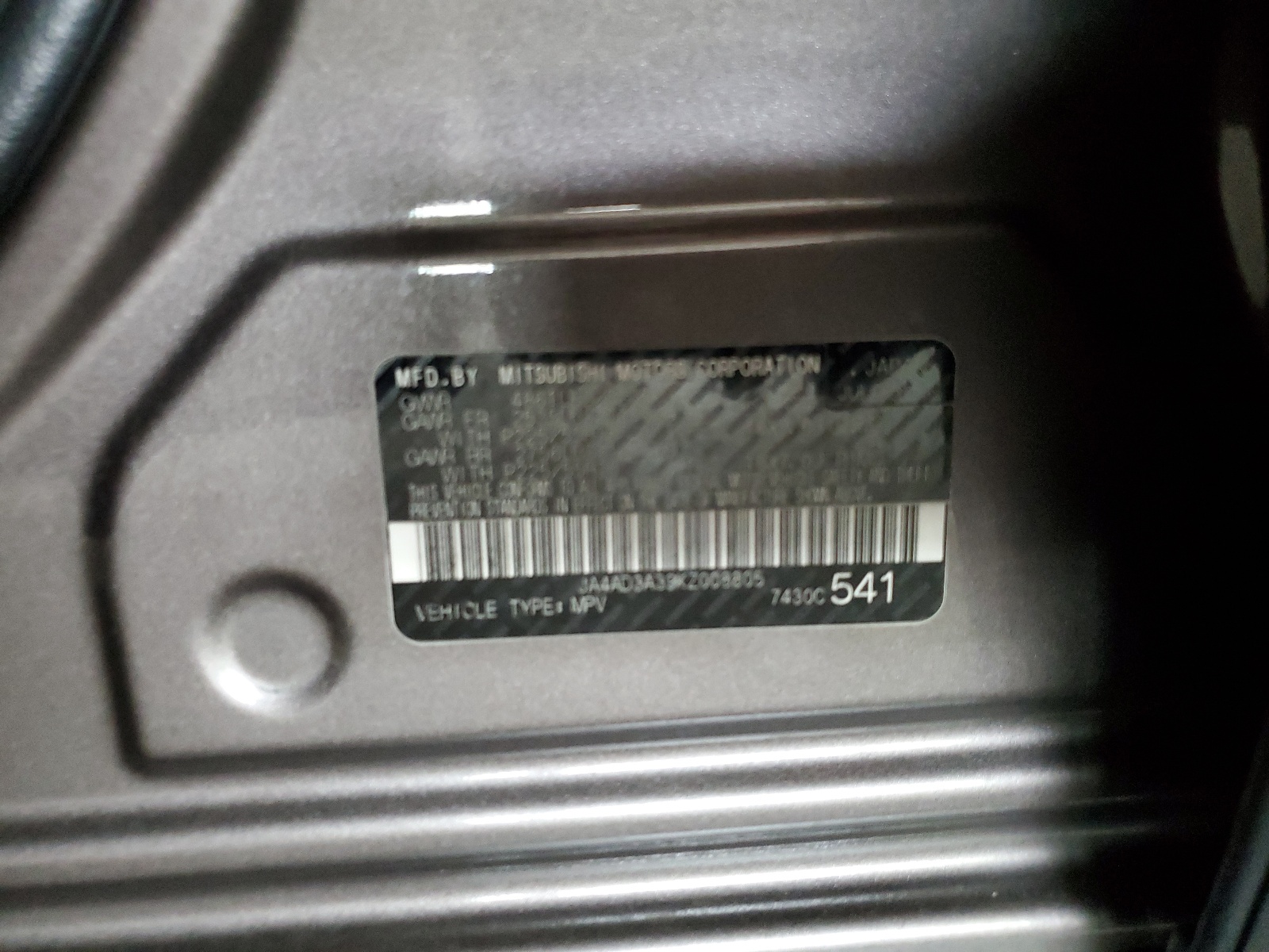 JA4AD3A39KZ008805 2019 Mitsubishi Outlander Se