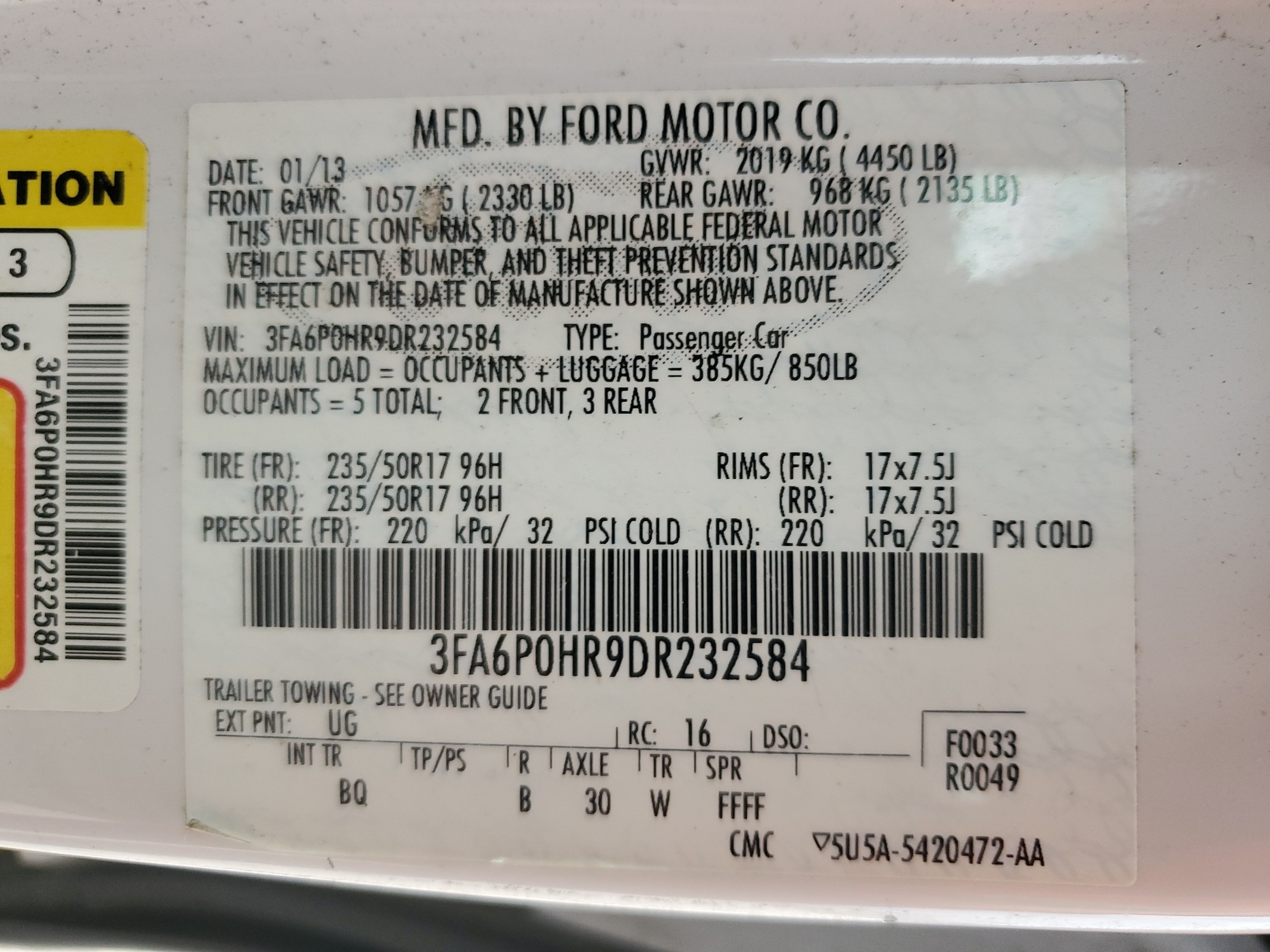 3FA6P0HR9DR232584 2013 Ford Fusion Se