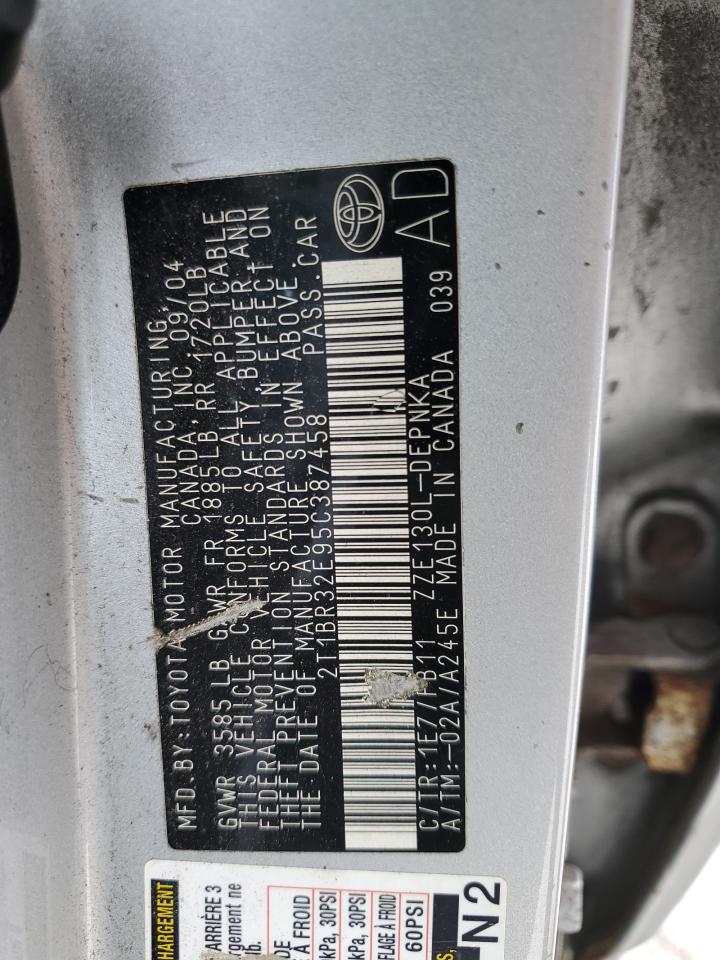 2005 Toyota Corolla Ce VIN: 2T1BR32E95C387458 Lot: 62760434