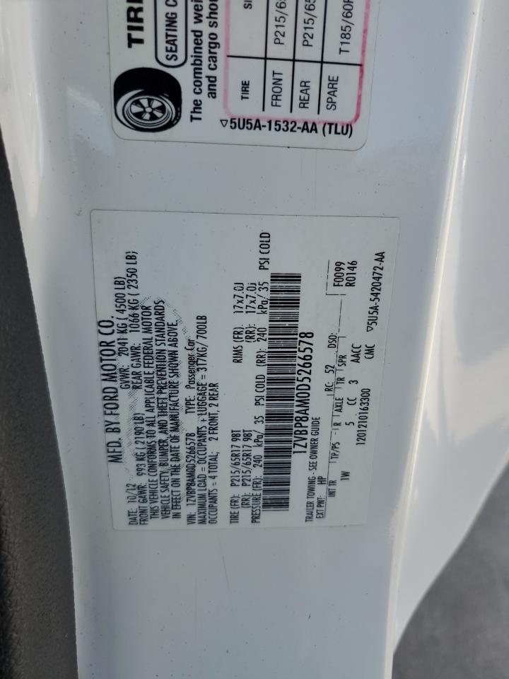 2013 Ford Mustang VIN: 1ZVBP8AM0D5266578 Lot: 61481194