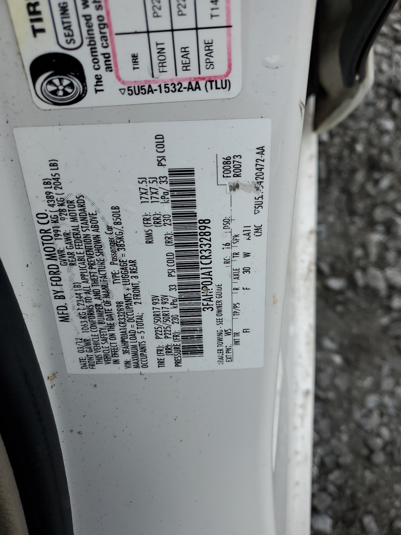 3FAHP0JA1CR332898 2012 Ford Fusion Sel
