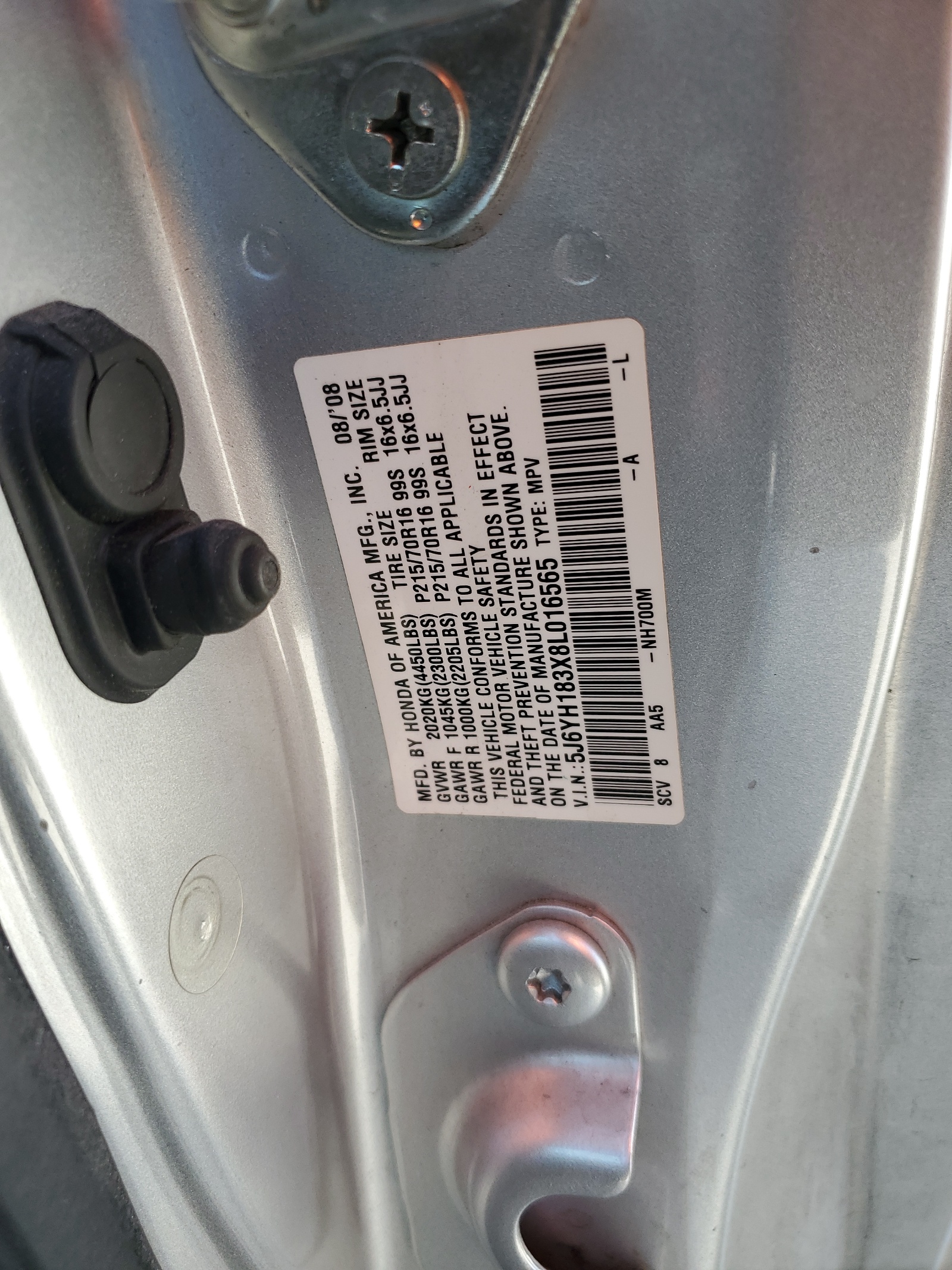 5J6YH183X8L016565 2008 Honda Element Lx