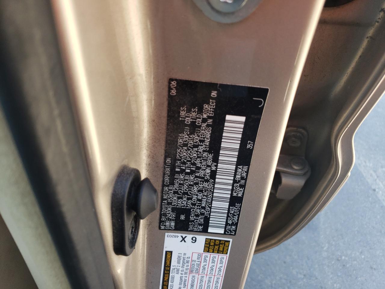 2006 Toyota Highlander Limited VIN: JTEGP21AX60123919 Lot: 62889994