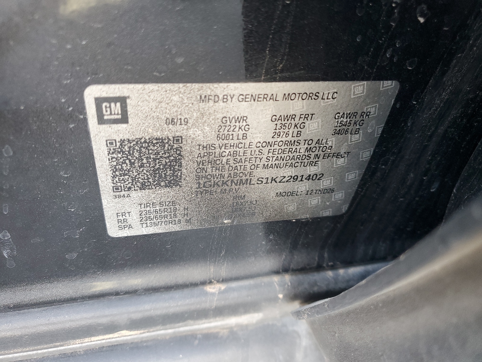 1GKKNMLS1KZ291402 2019 GMC Acadia Slt-1