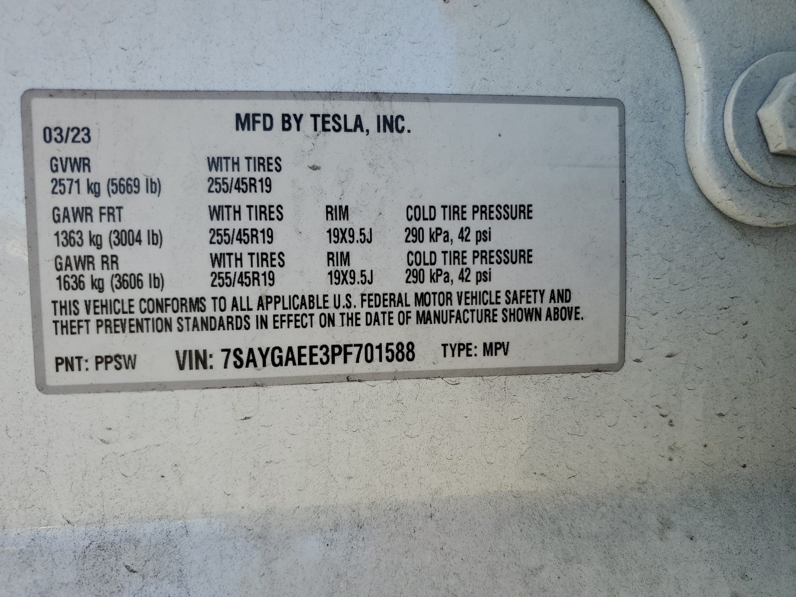 7SAYGAEE3PF701588 2023 Tesla Model Y