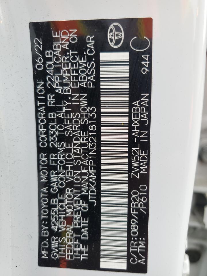 2022 Toyota Prius Prime Le VIN: JTDKAMFP1N3218133 Lot: 64518144