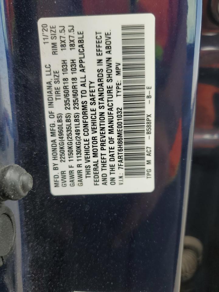 2021 Honda Cr-V Exl VIN: 7FART6H86ME001032 Lot: 62455674