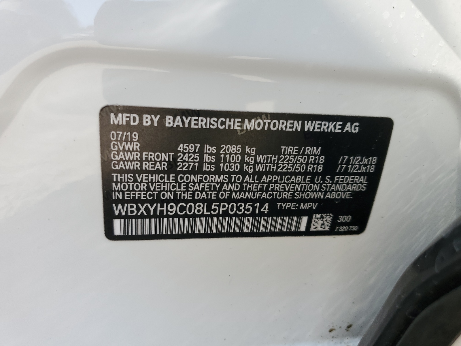 WBXYH9C08L5P03514 2020 BMW X2 Sdrive28I