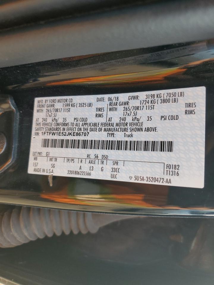 2018 Ford F150 Supercrew VIN: 1FTFW1E52JKE86707 Lot: 63517364