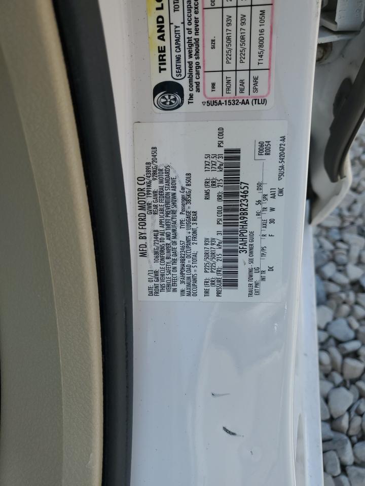 2011 Ford Fusion Se VIN: 3FAHP0HA9BR234657 Lot: 62190854