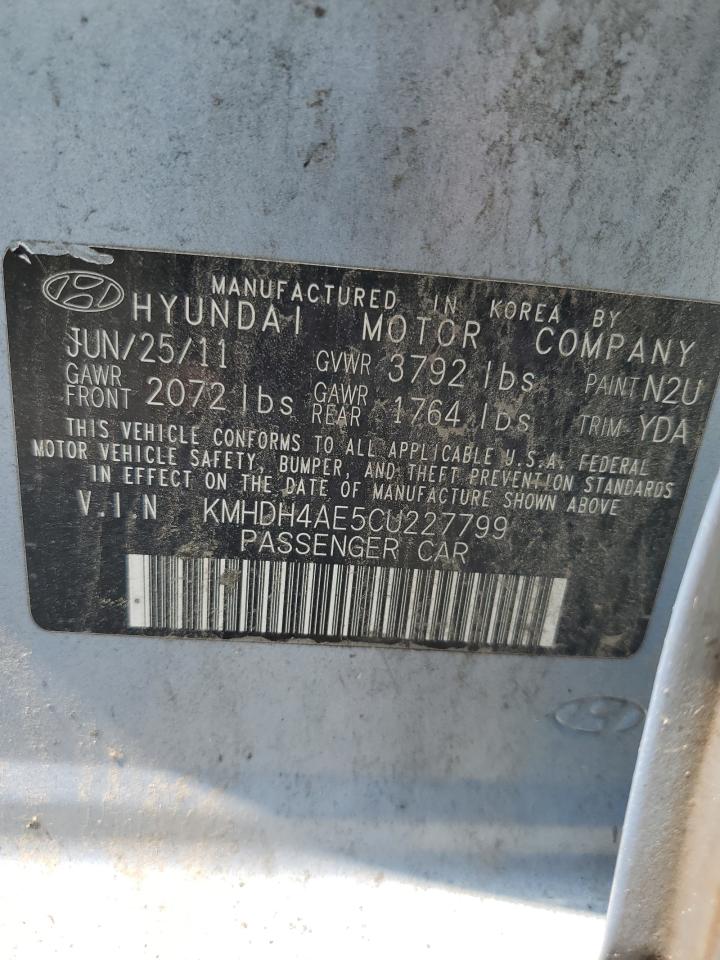 2012 Hyundai Elantra Gls VIN: KMHDH4AE5CU227799 Lot: 64794604