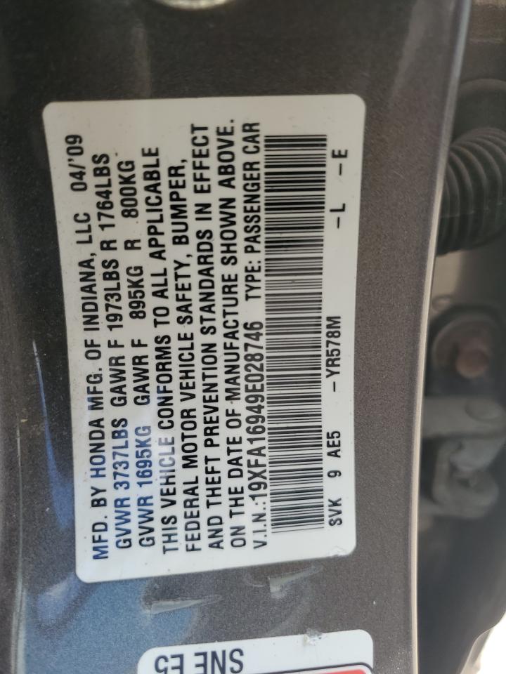 19XFA16949E028746 2009 Honda Civic Exl