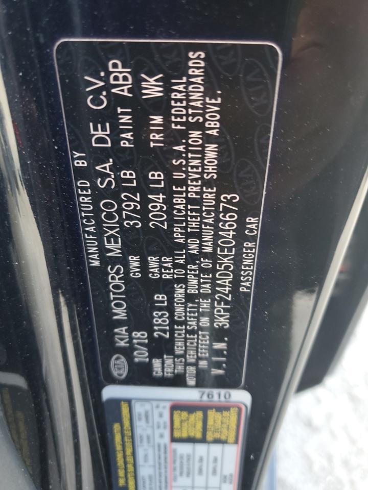 2019 Kia Forte Fe VIN: 3KPF24AD5KE046673 Lot: 65917334