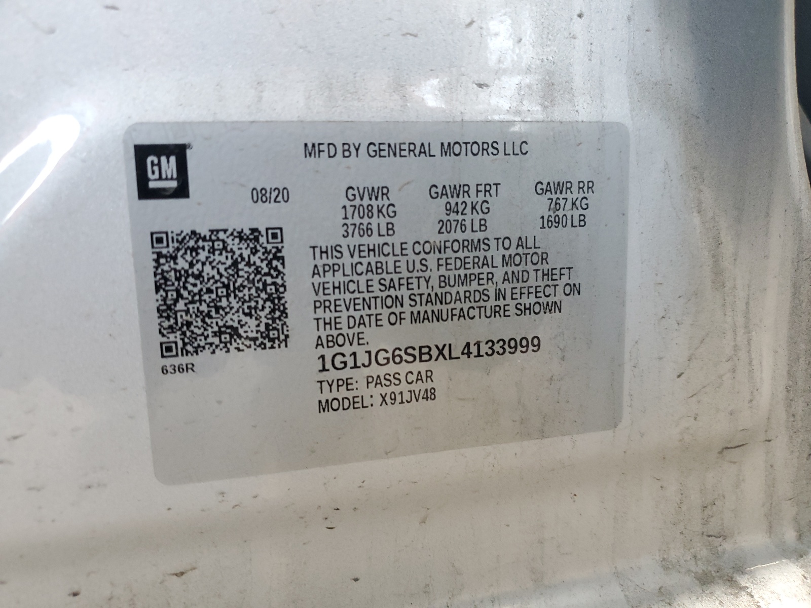 1G1JG6SBXL4133999 2020 Chevrolet Sonic