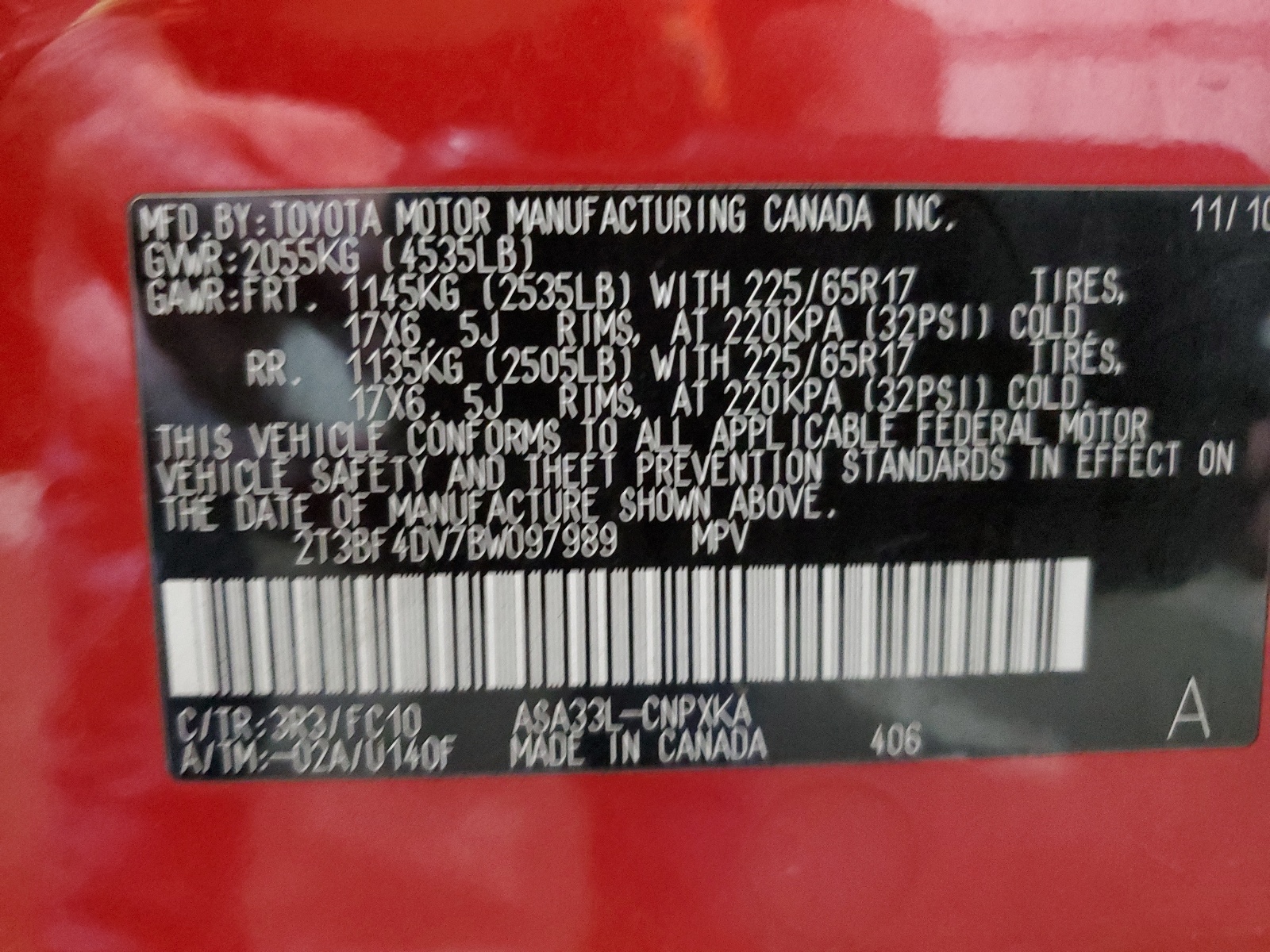 2T3BF4DV7BW097989 2011 Toyota Rav4