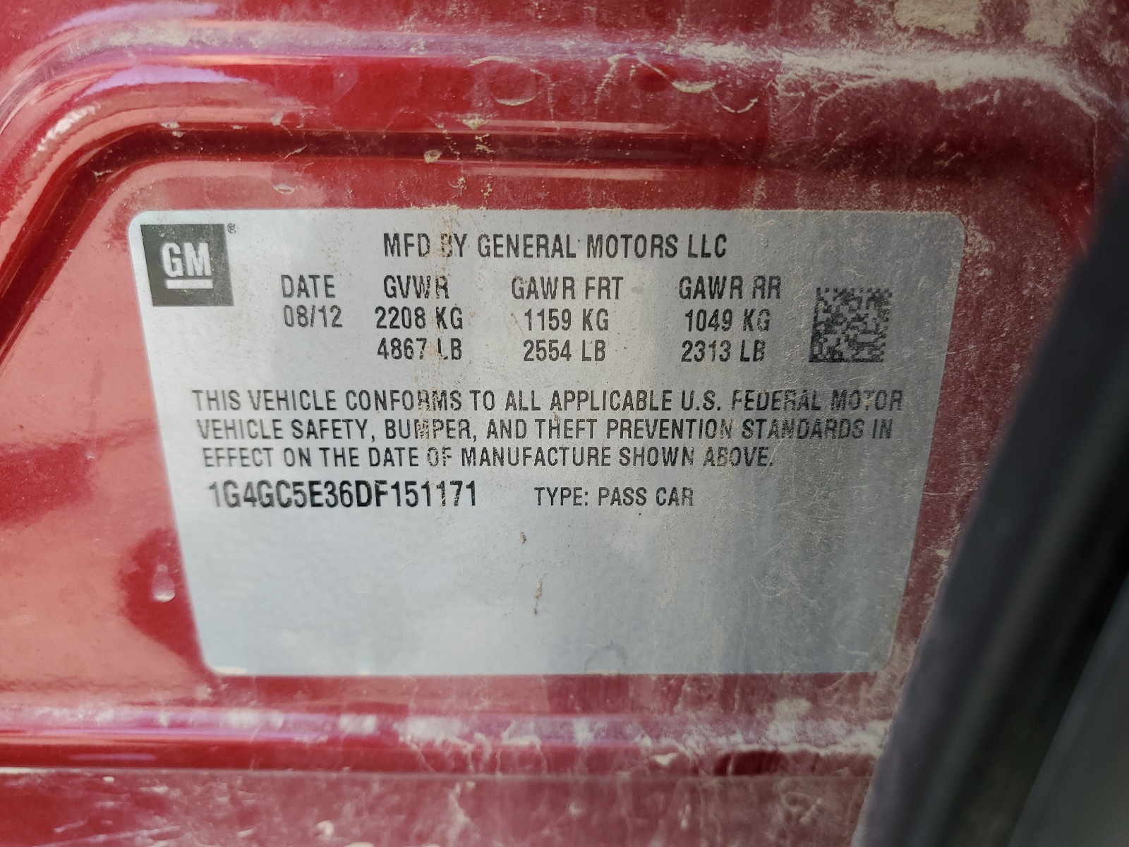 1G4GC5E36DF151171 2013 Buick Lacrosse