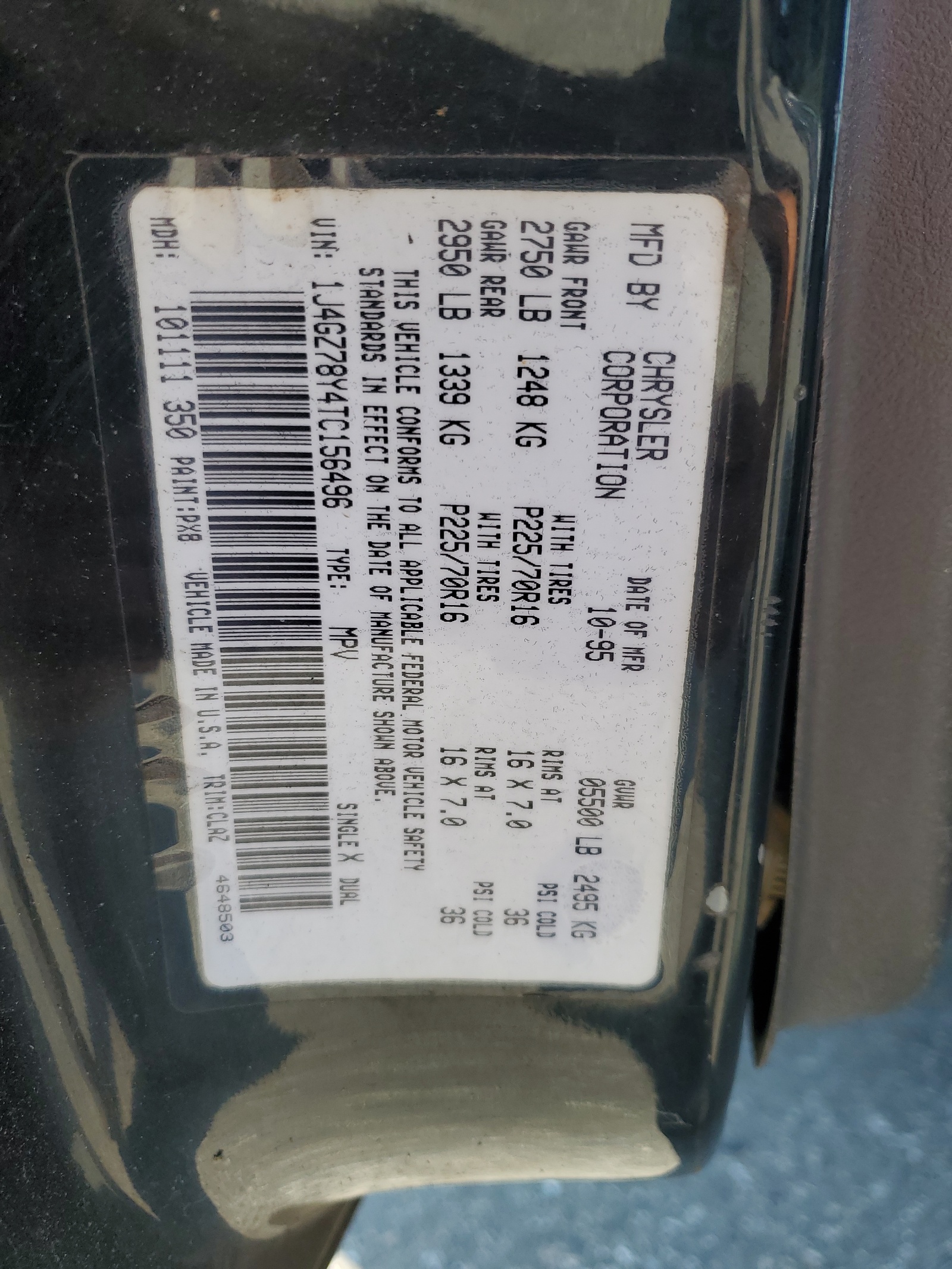 1J4GZ78Y4TC156496 1996 Jeep Grand Cherokee Limited