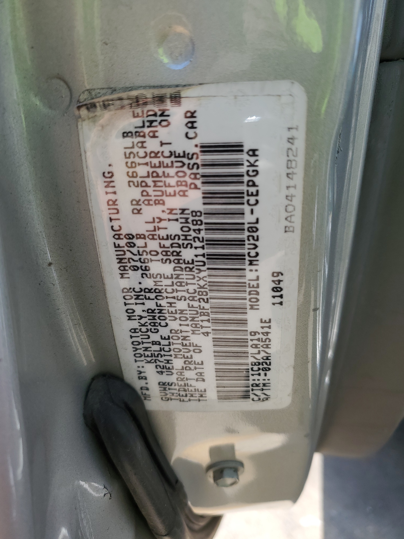 4T1BF28KXYU112488 2000 Toyota Camry Le