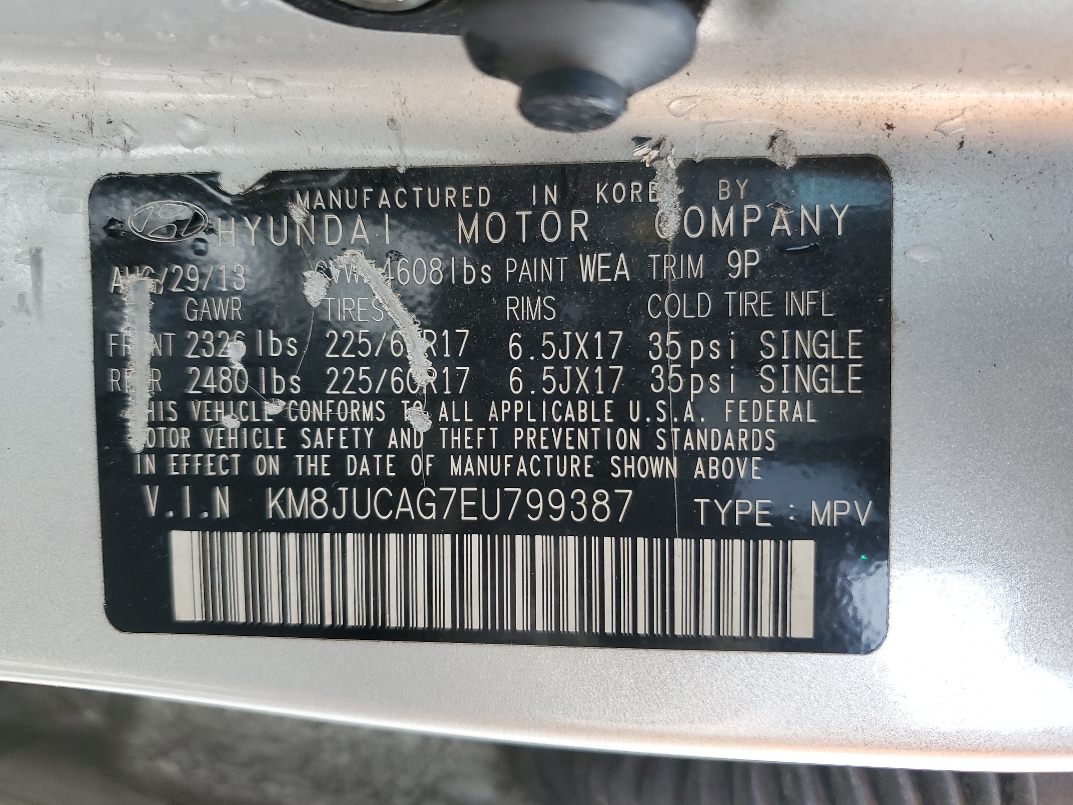 KM8JUCAG7EU799387 2014 Hyundai Tucson Gls