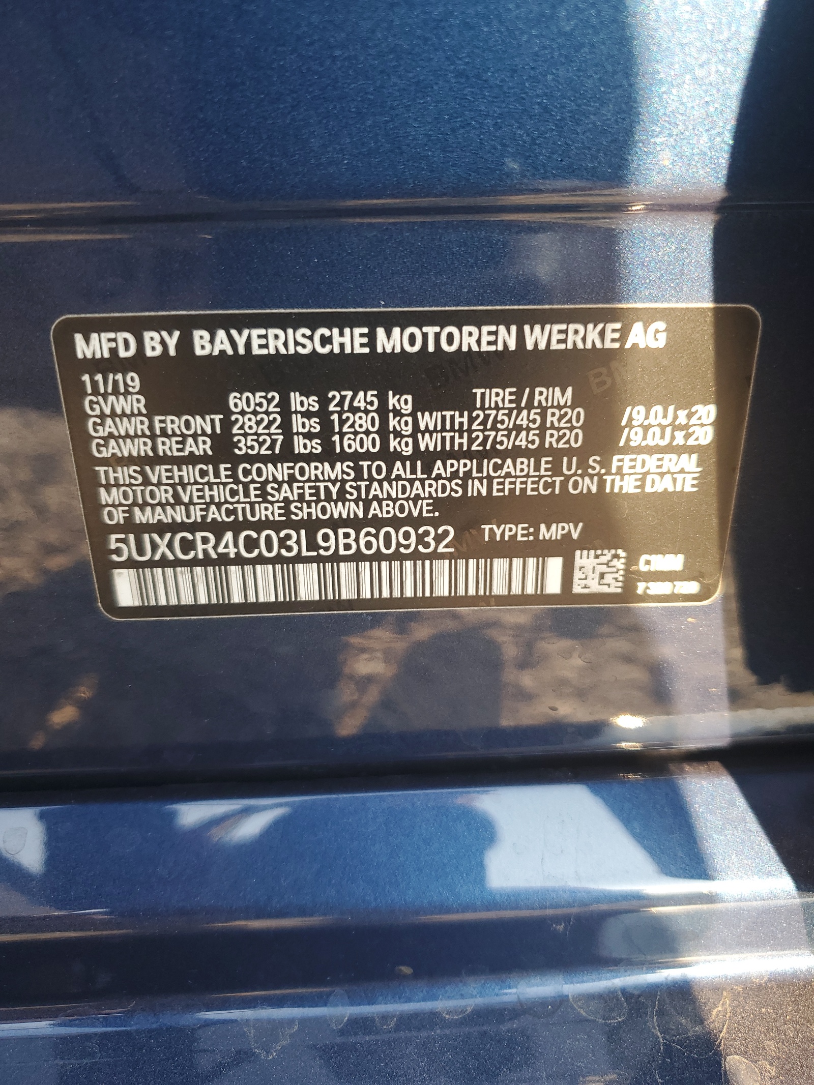 5UXCR4C03L9B60932 2020 BMW X5 Sdrive 40I