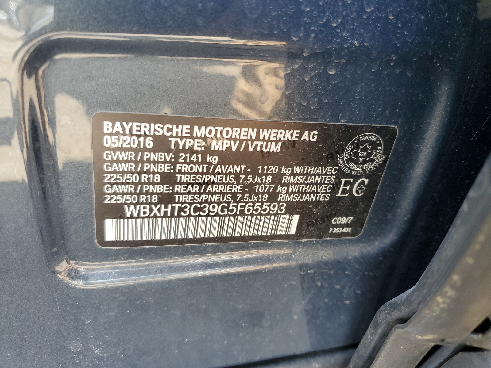 WBXHT3C39G5F65593 2016 BMW X1 xDrive28I