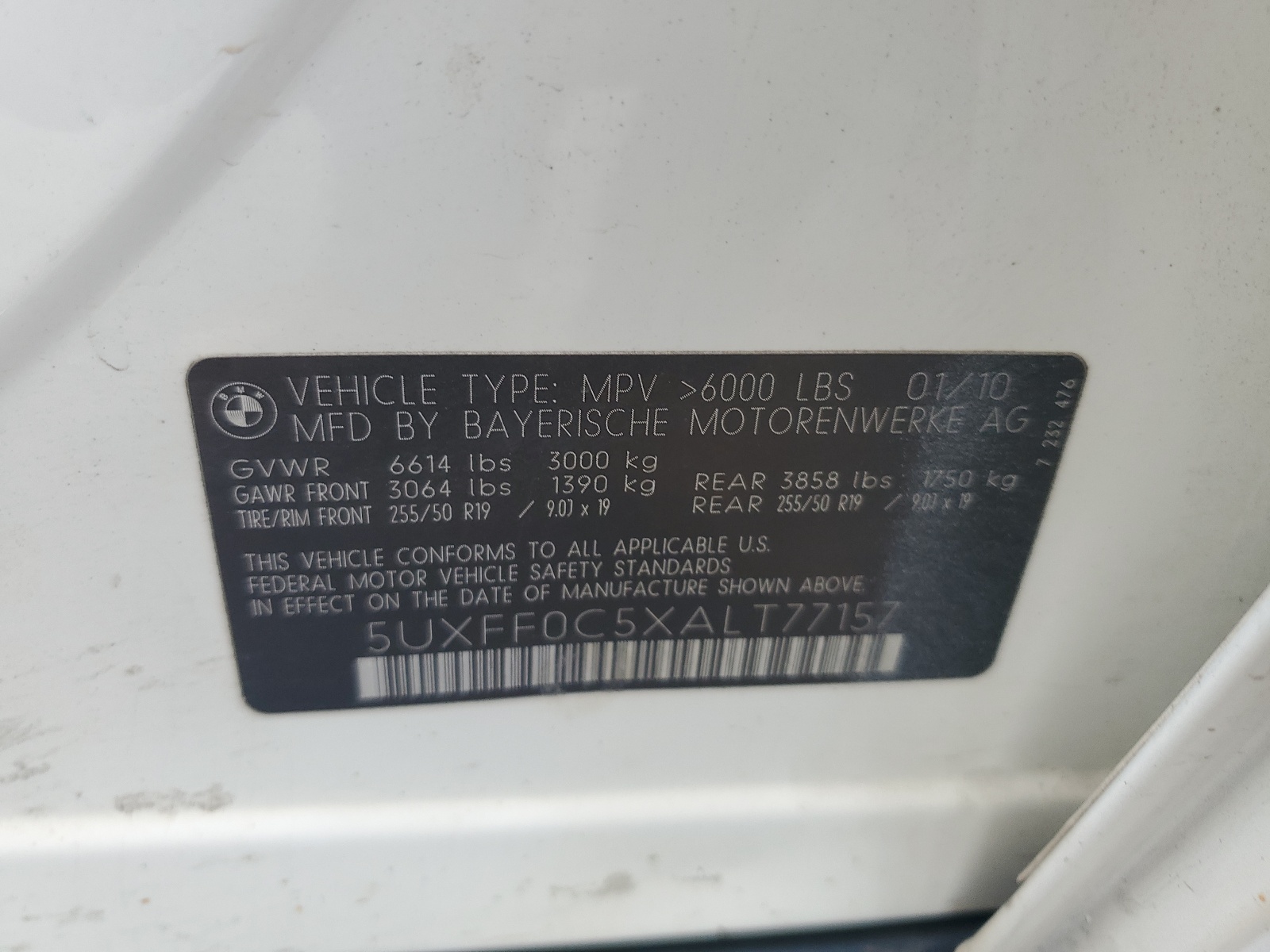 5UXFF0C5XALT77157 2010 BMW X5 xDrive35D