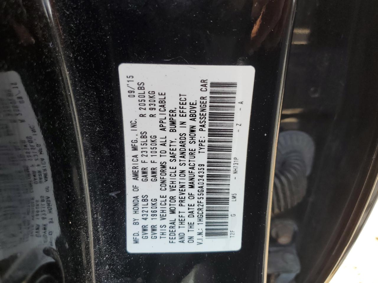 1HGCR2F55GA034359 2016 Honda Accord Sport