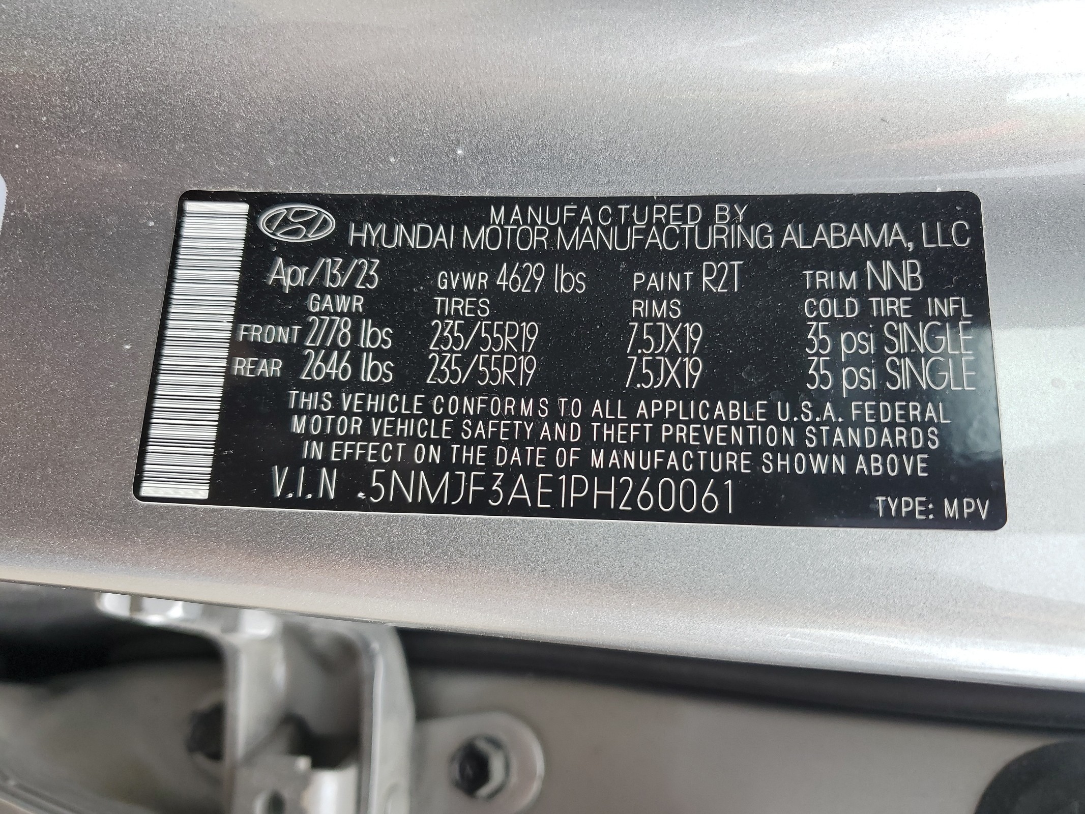 5NMJF3AE1PH260061 2023 Hyundai Tucson Sel