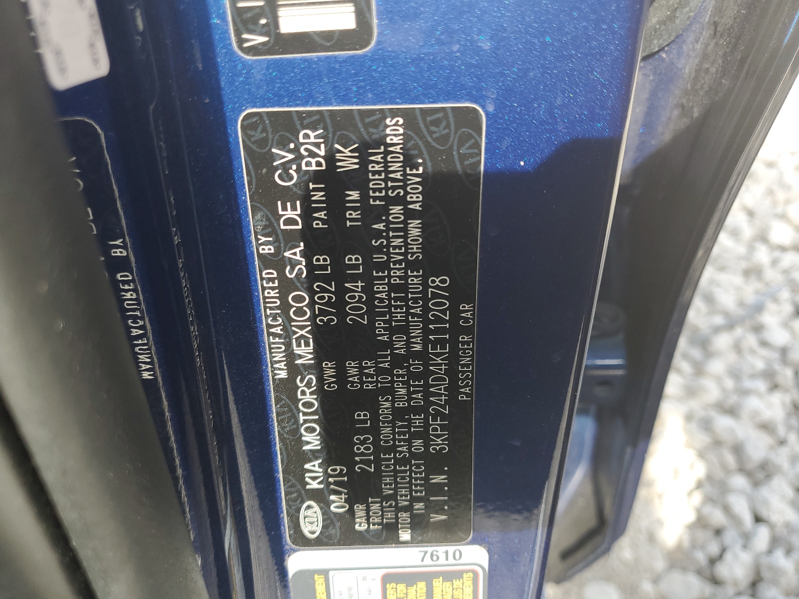 3KPF24AD4KE112078 2019 Kia Forte Fe