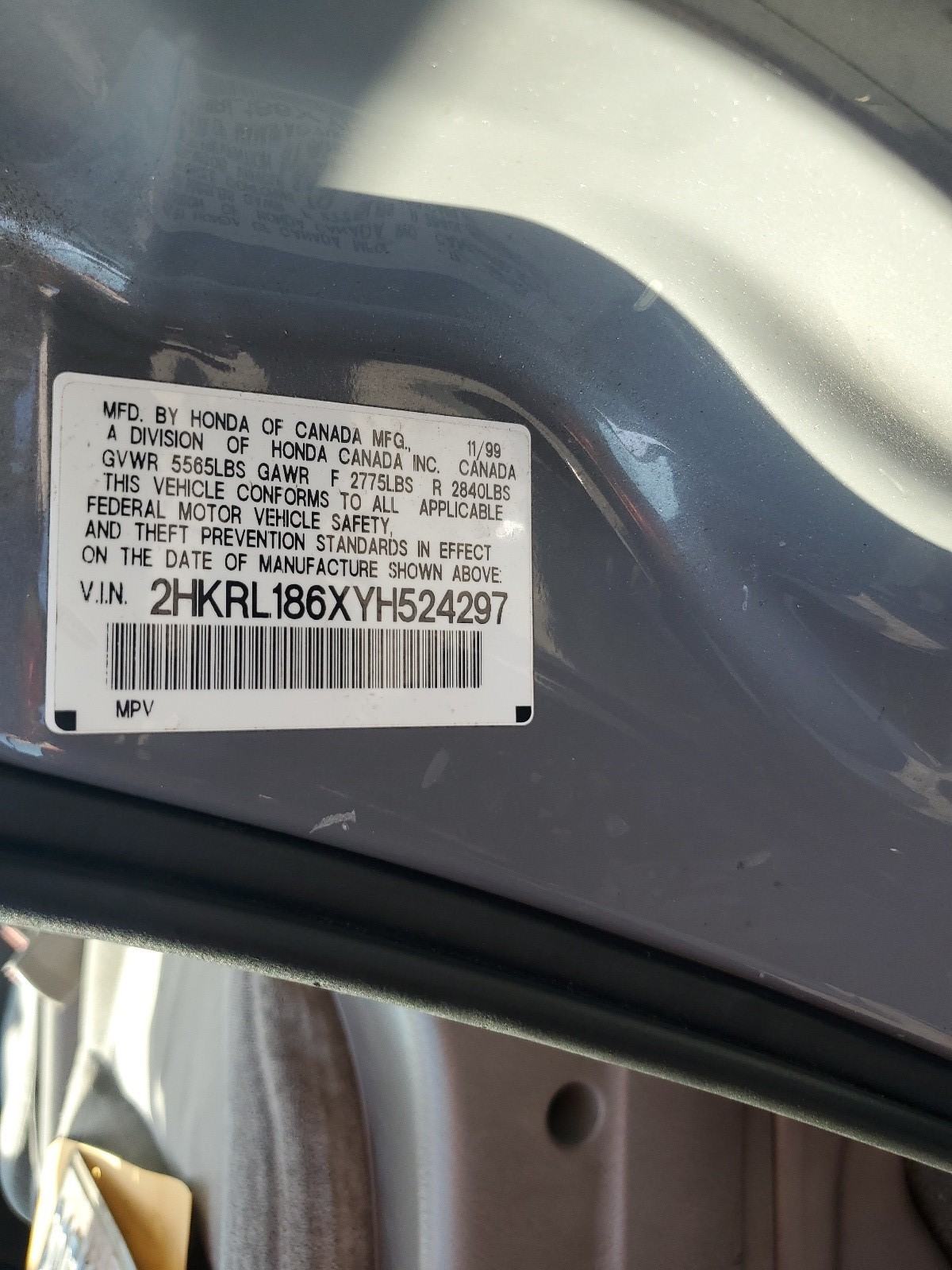 2HKRL186XYH524297 2000 Honda Odyssey Ex