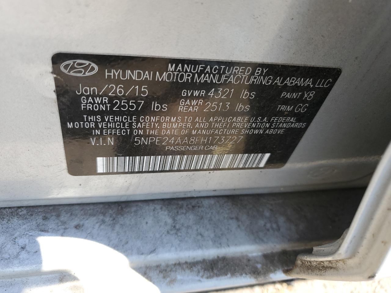 2015 Hyundai Sonata Eco VIN: 5NPE24AA8FH173727 Lot: 62502304