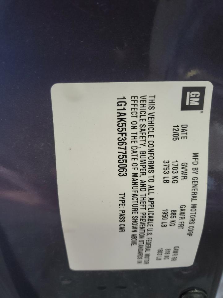 2006 Chevrolet Cobalt Ls VIN: 1G1AK55F367755063 Lot: 62848554