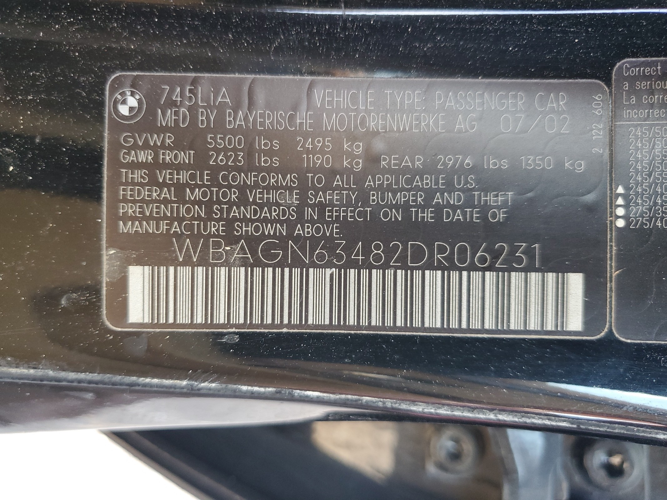 WBAGN63482DR06231 2002 BMW 745 Li