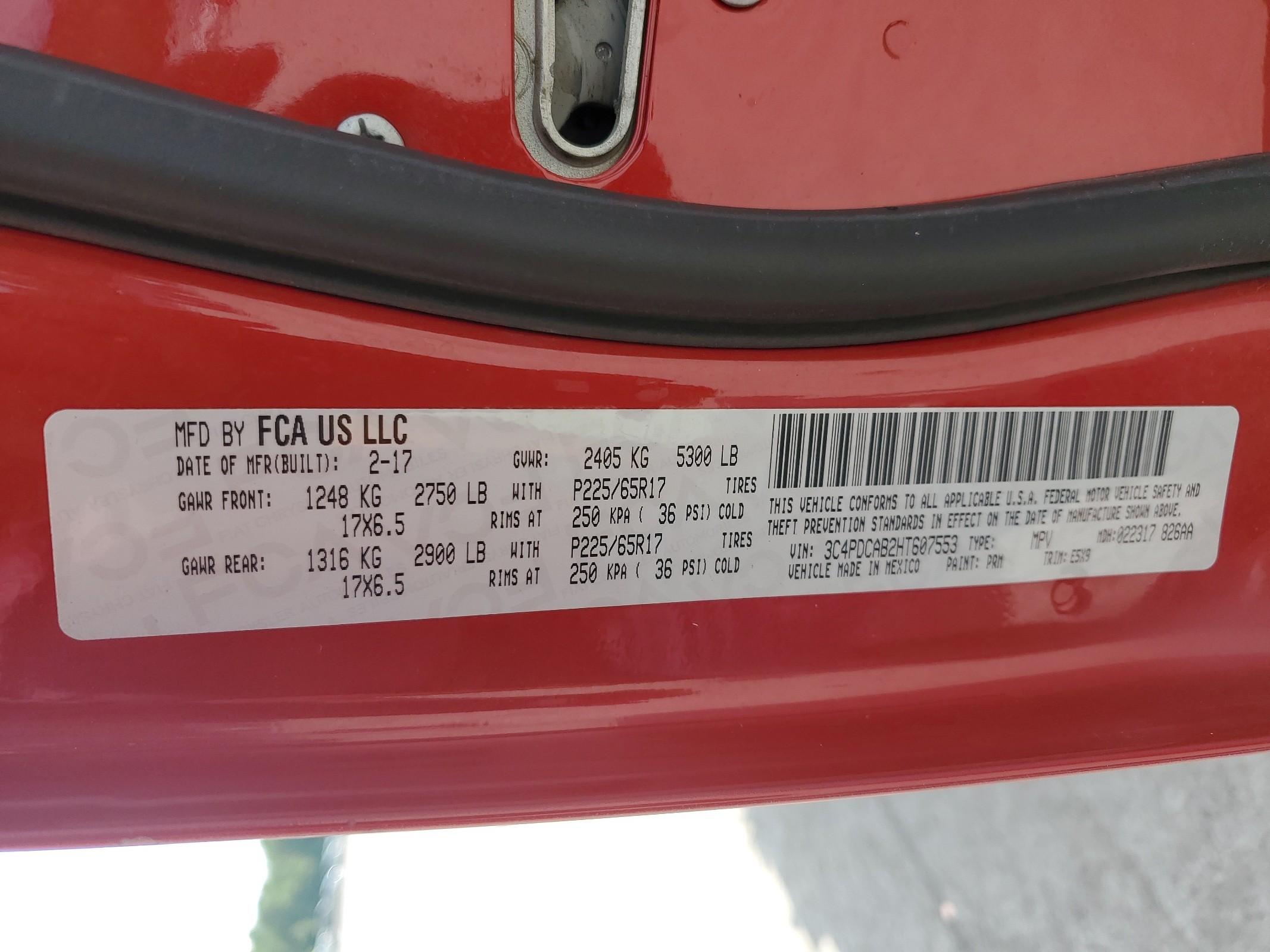 3C4PDCAB2HT607553 2017 Dodge Journey Se