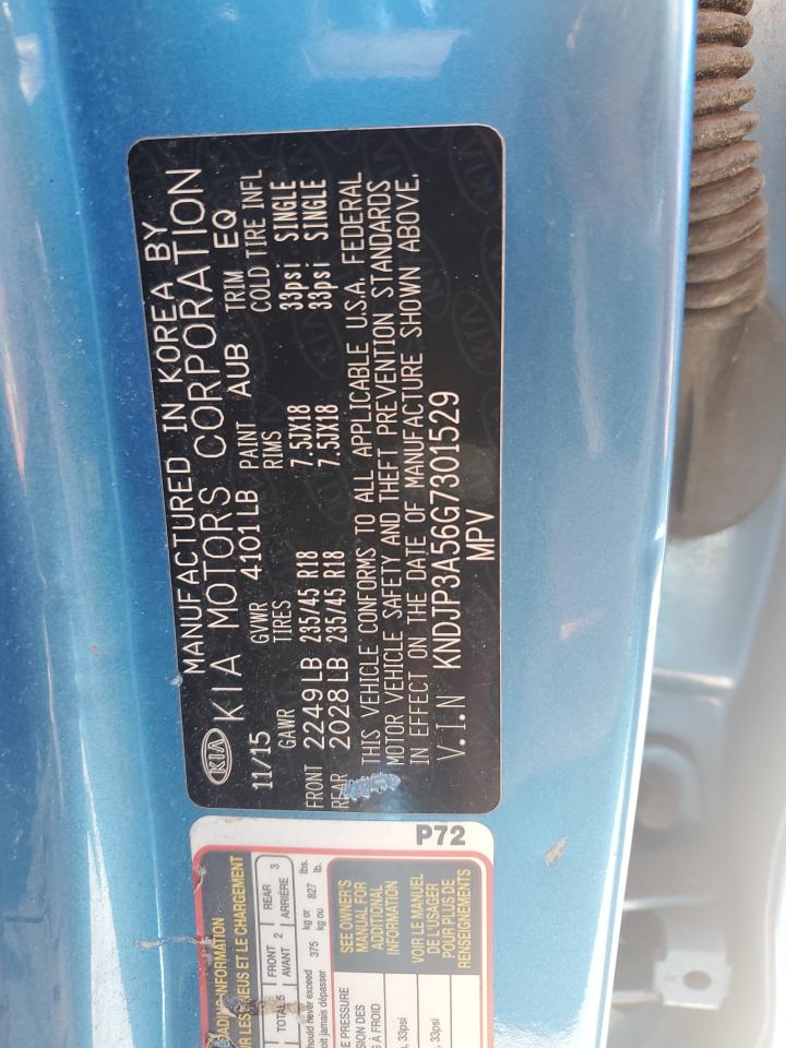 2016 Kia Soul + VIN: KNDJP3A56G7301529 Lot: 61912154