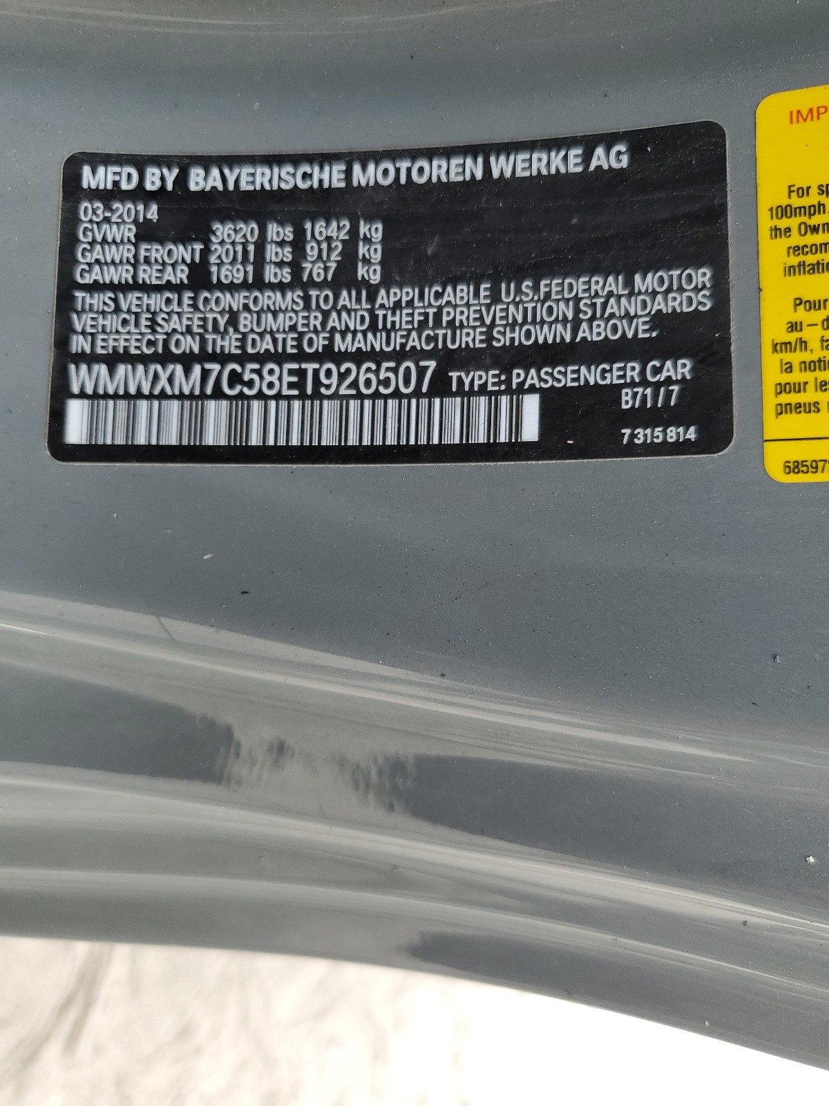 WMWXM7C58ET926507 2014 Mini Cooper S