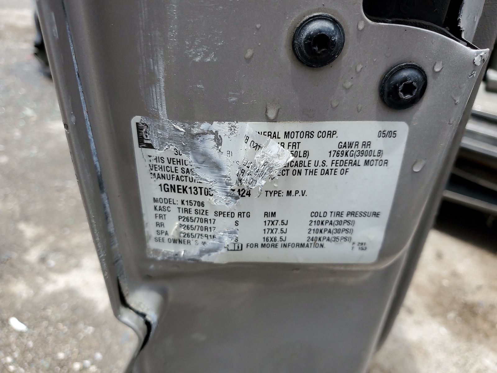 1GNEK13T05R257424 2005 Chevrolet Tahoe K1500