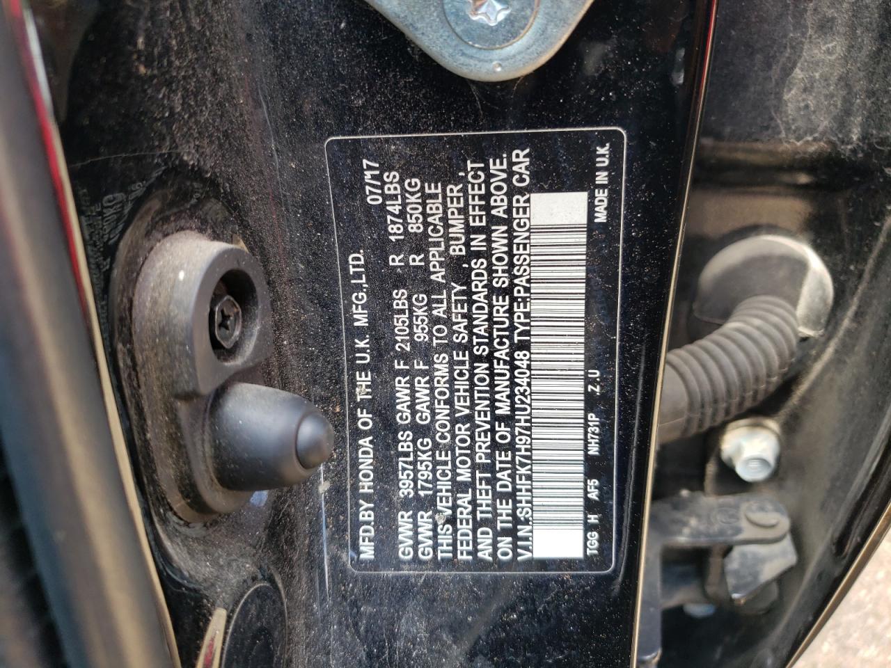 SHHFK7H97HU234048 2017 Honda Civic Sport Touring