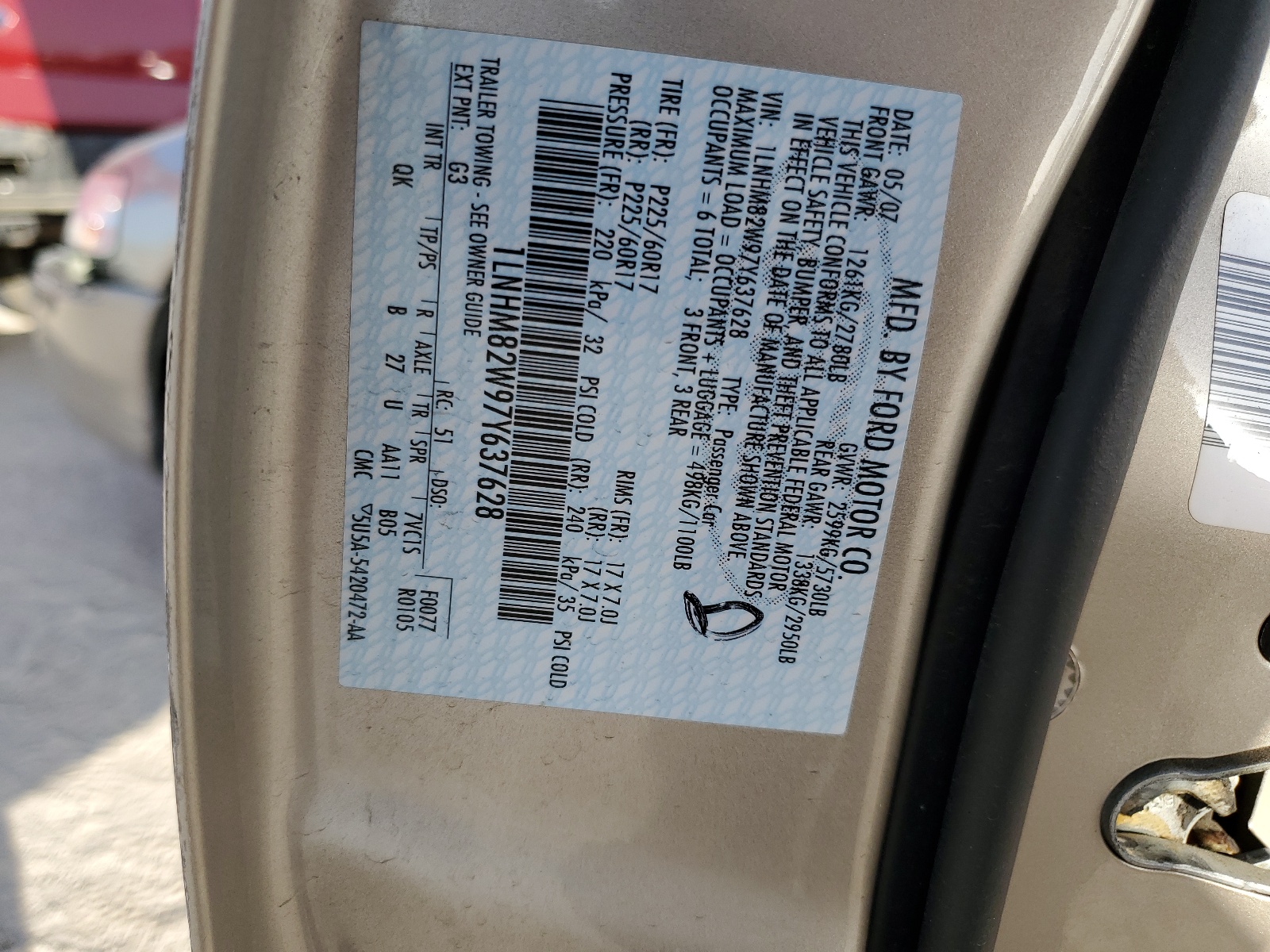 1LNHM82W97Y637628 2007 Lincoln Town Car Signature Limited