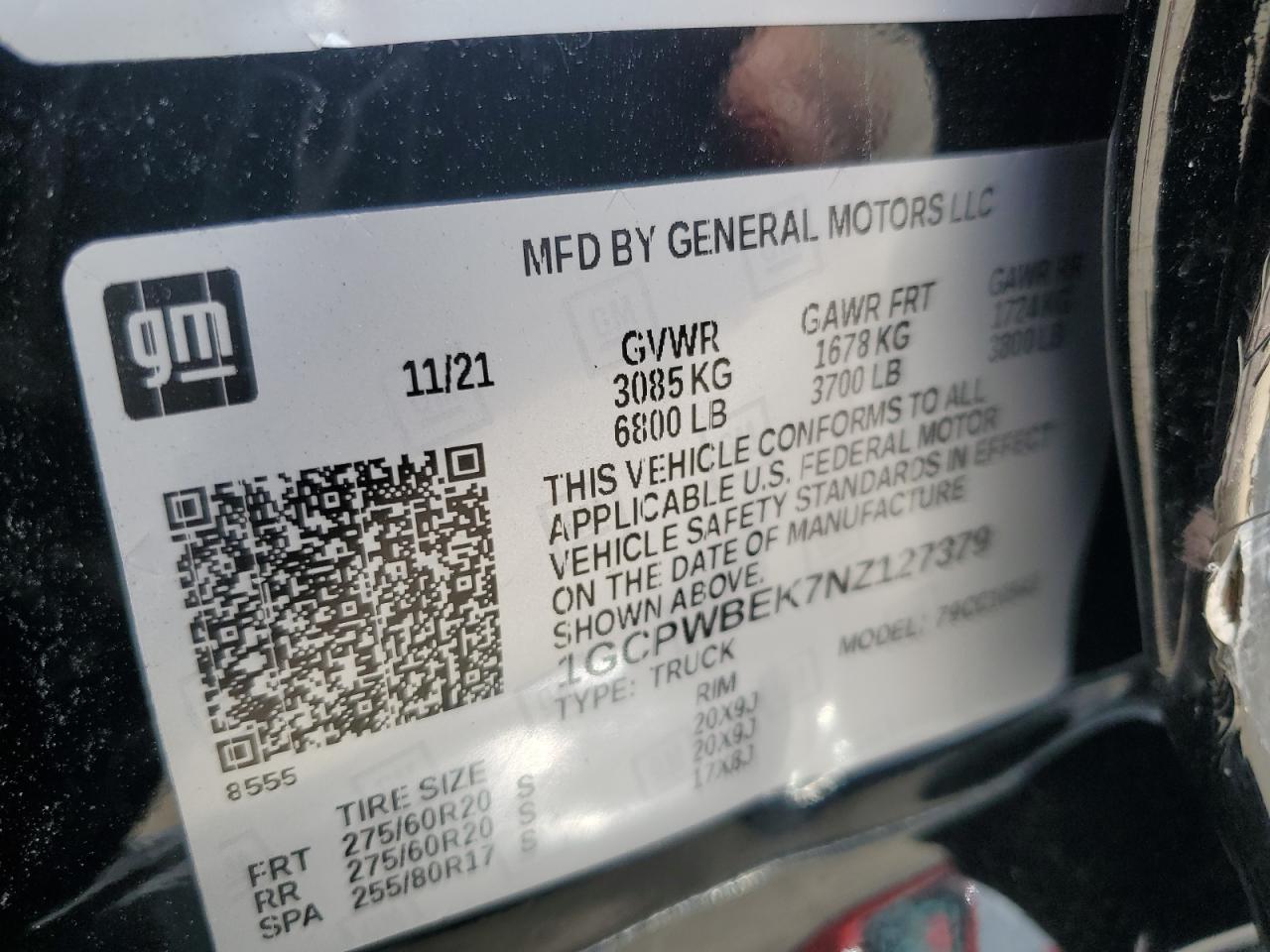 2022 Chevrolet Silverado Ltd C1500 Custom VIN: 1GCPWBEK7NZ127379 Lot: 61546884