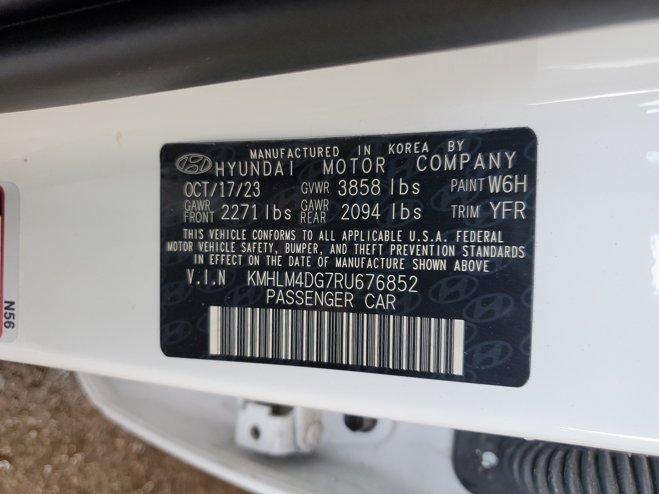 KMHLM4DG7RU676852 2024 Hyundai Elantra Sel