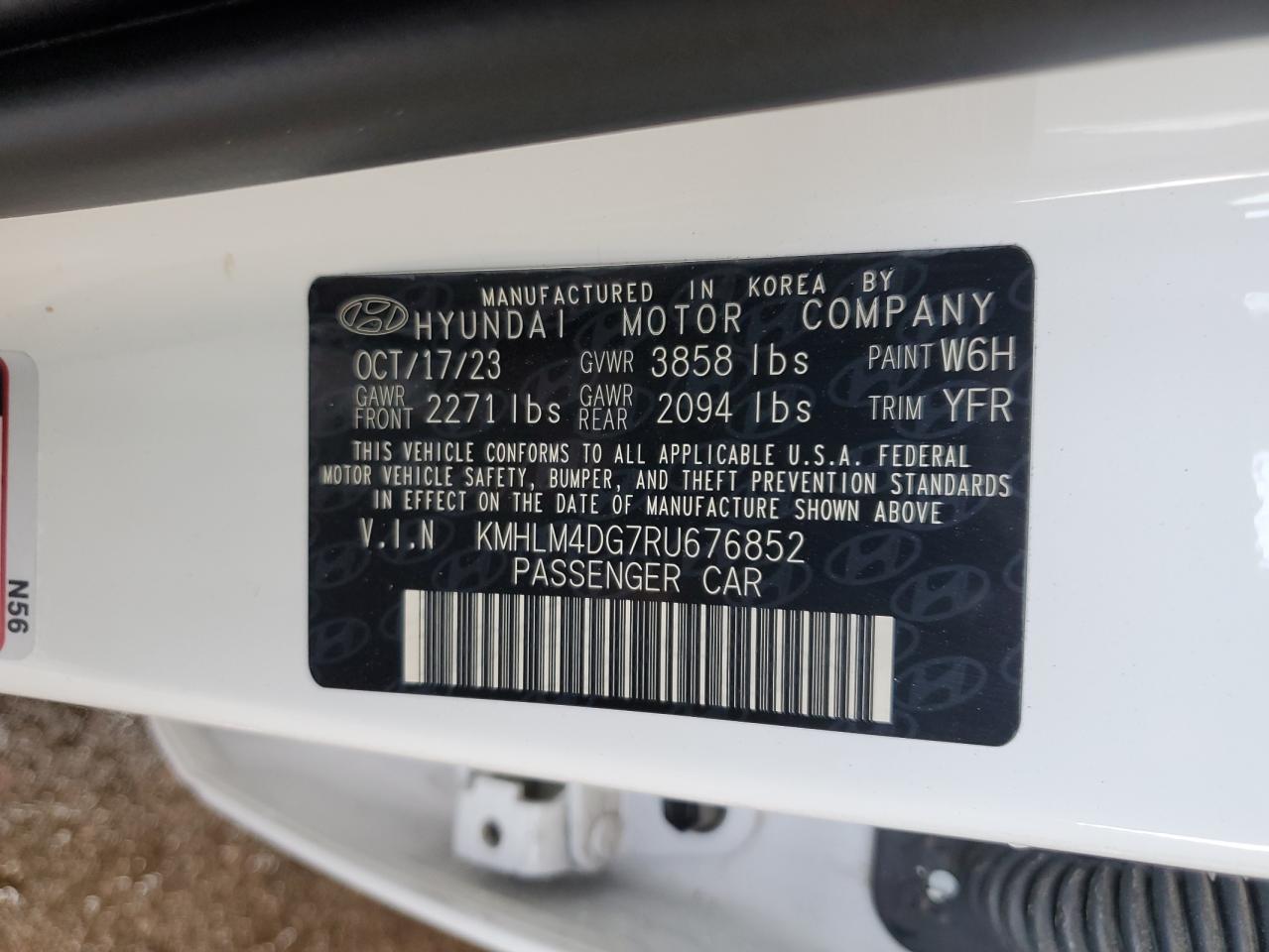 2024 Hyundai Elantra Sel VIN: KMHLM4DG7RU676852 Lot: 65027614